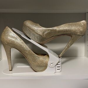 G by Guess Cador Gold Glitter Platform Heels Party Club Holiday | size 10